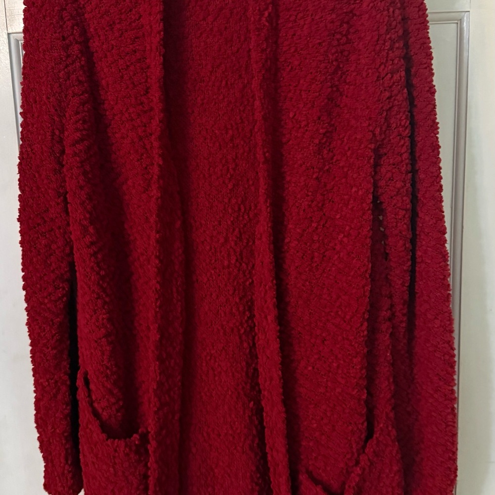 Zenana Outfitters Red Open Cardigan with Pockets, Large - Picture 3 of 3